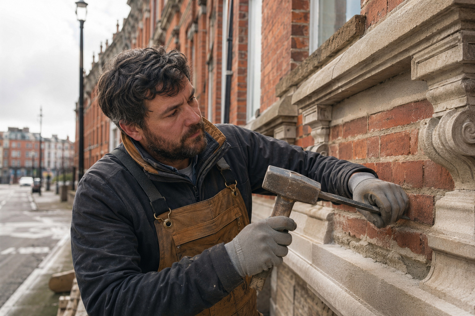 Lime mortar repointing completed by Heritage Building Restoration at Mountjoy Square Dublin 1