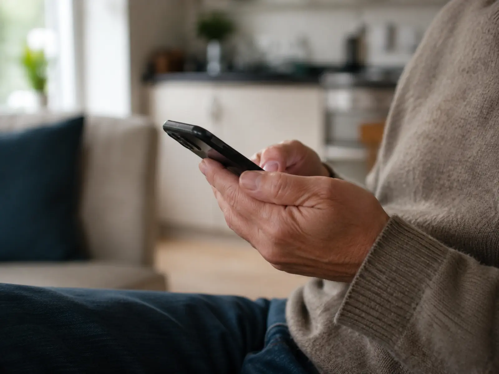 Homeowner on the phone to a tradesperson found on Google