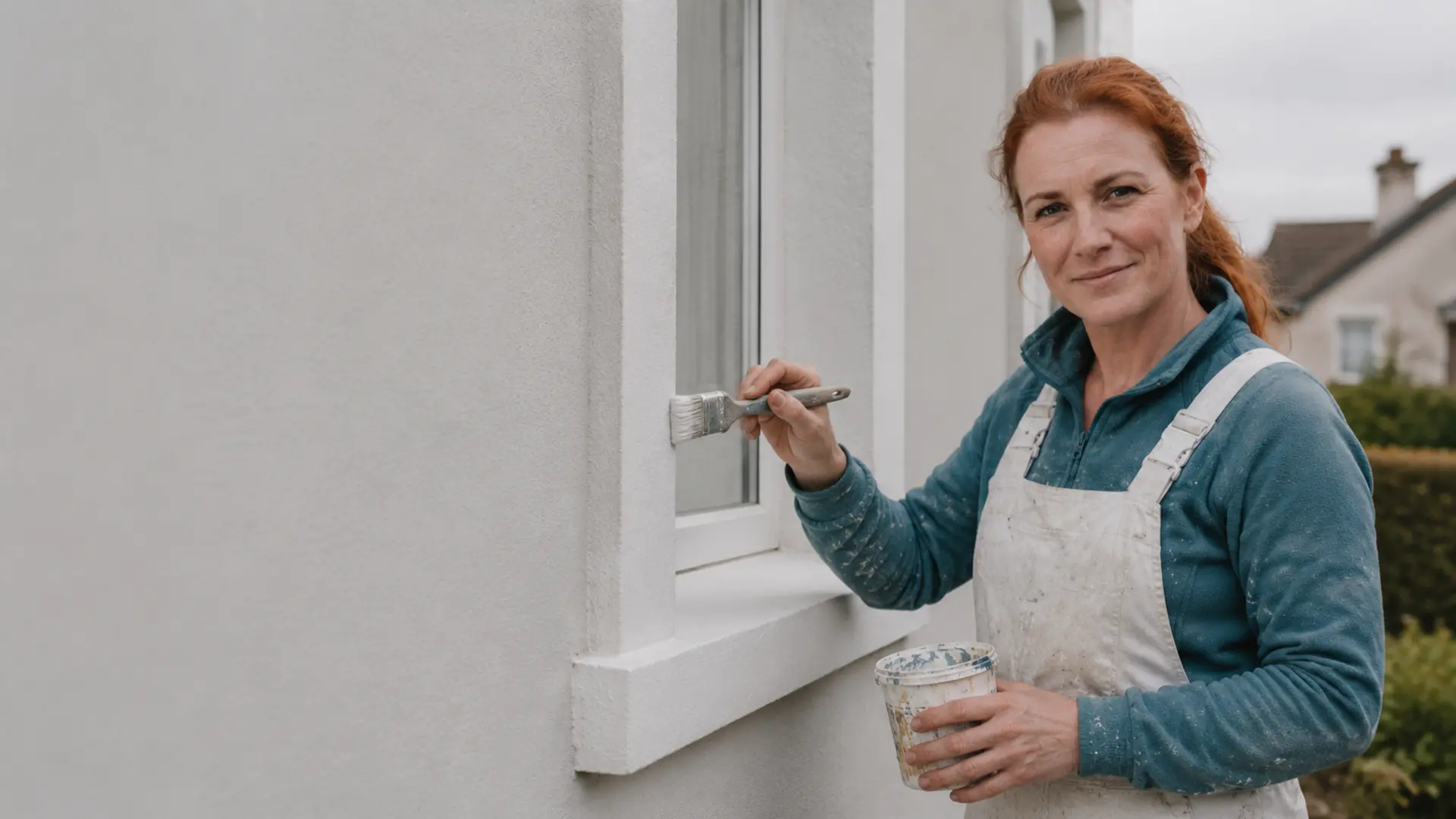 Painter applying a roller to a freshly prepared wall